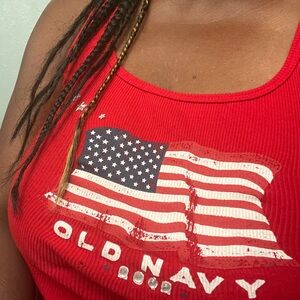 Old Navy Women's Red Flag Tank Top